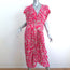 Isabel Marant Etoile Midi Dress Omeya Pink Printed Crepe Size 44