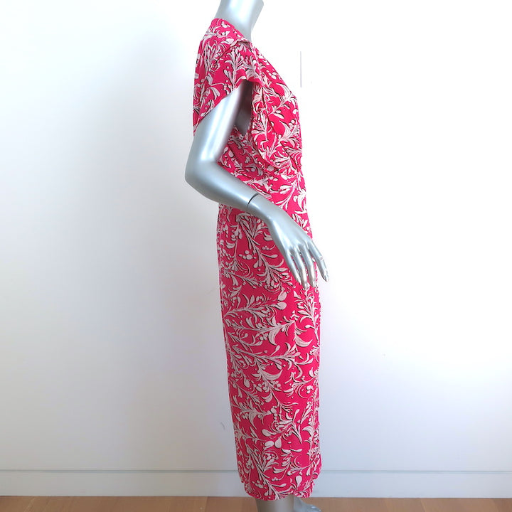 Isabel Marant Etoile Midi Dress Omeya Pink Printed Crepe Size 44