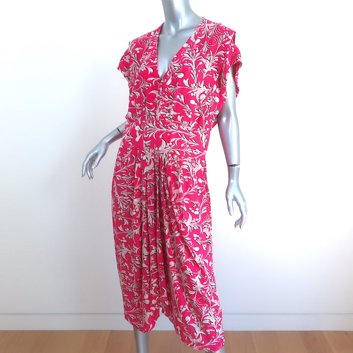 Isabel Marant Etoile Midi Dress Omeya Pink Printed Crepe Size 44
