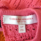 Carolina Herrera Colorblock Crochet Knit Top Pink/Yellow Cotton Size Small