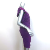 Zac Posen Ruched Flutter Sleeve Sheath Dress Purple Stretch Silk Size 4