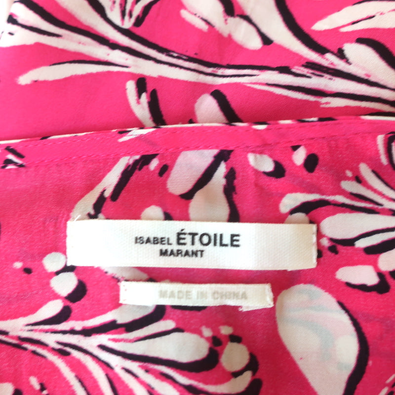 Isabel Marant Etoile Midi Dress Omeya Pink Printed Crepe Size 44