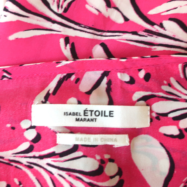 Isabel Marant Etoile Midi Dress Omeya Pink Printed Crepe Size 44