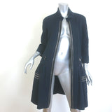Chanel Zipper-Trimmed Ruffle Jacket Navy Cotton Pique Size 40