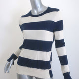 Zadig & Voltaire Source Striped Frayed Cashmere Sweater Navy/Cream Size Large