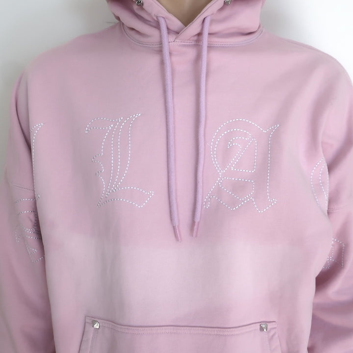 Palace Skateboards Embroidered Stud Hoodie Pink Size Large