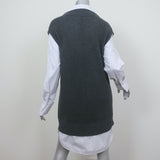 Brochu Walker Nye Layered Sweater Vest Mini Dress Gray/White Striped Size Medium