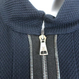 Chanel Zipper-Trimmed Ruffle Jacket Navy Cotton Pique Size 40