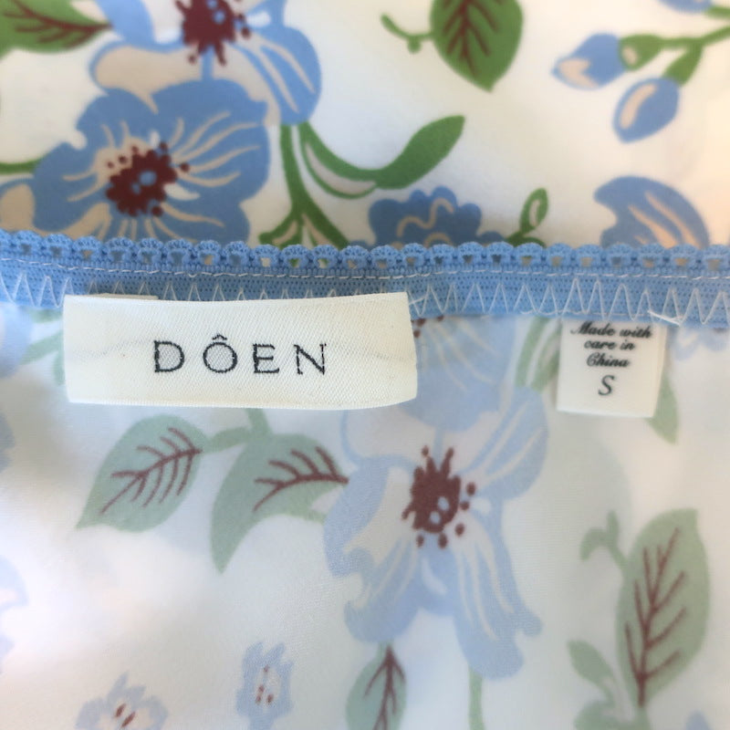 Doen Elowena Slip Skirt Ivory Strawberry Moon Floral Print Silk Satin Size Small
