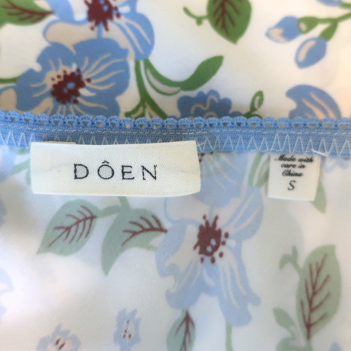Doen Elowena Slip Skirt Ivory Strawberry Moon Floral Print Silk Satin Size Small
