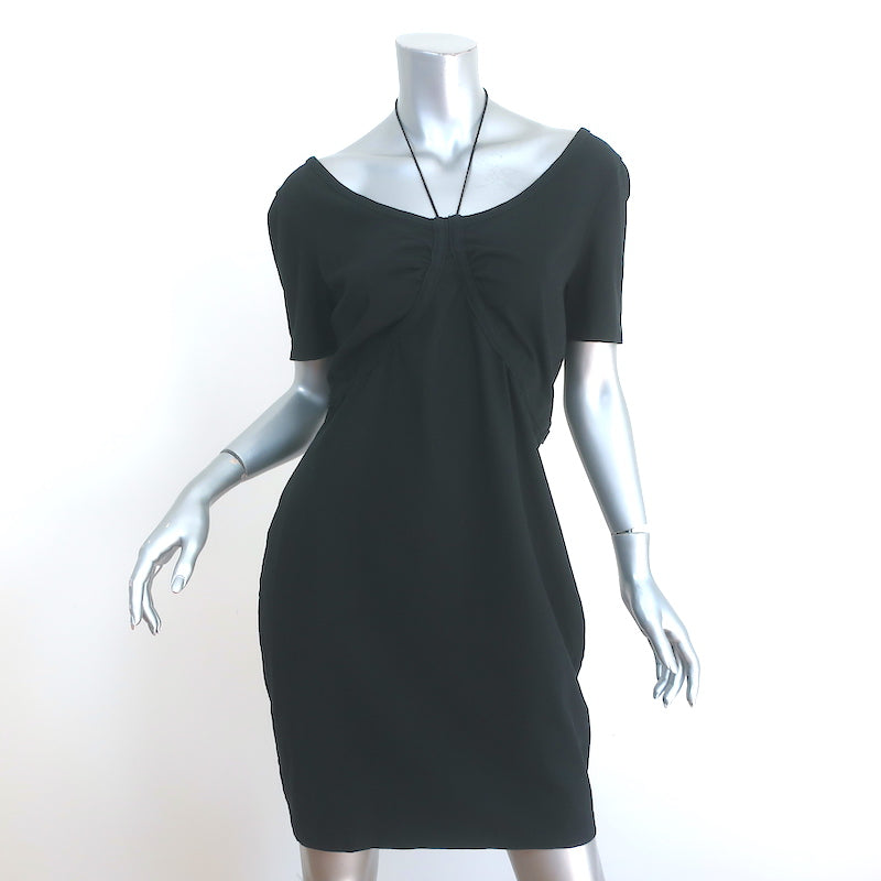 T by Alexander Wang Tie-Neck Dress Black Cotton Size Large Short Sleev Celebrity Owned T by Alexander Wang Tie-Neck Dress Black Cotton Size Large Short Sleev Celebrity Owned