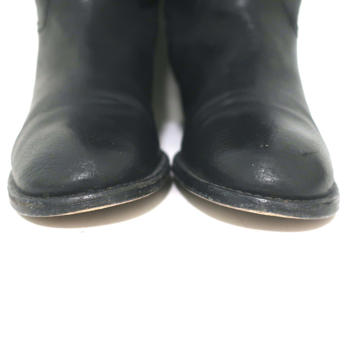 Chanel 14A CC Riding Boots Black Grained Leather Size 39