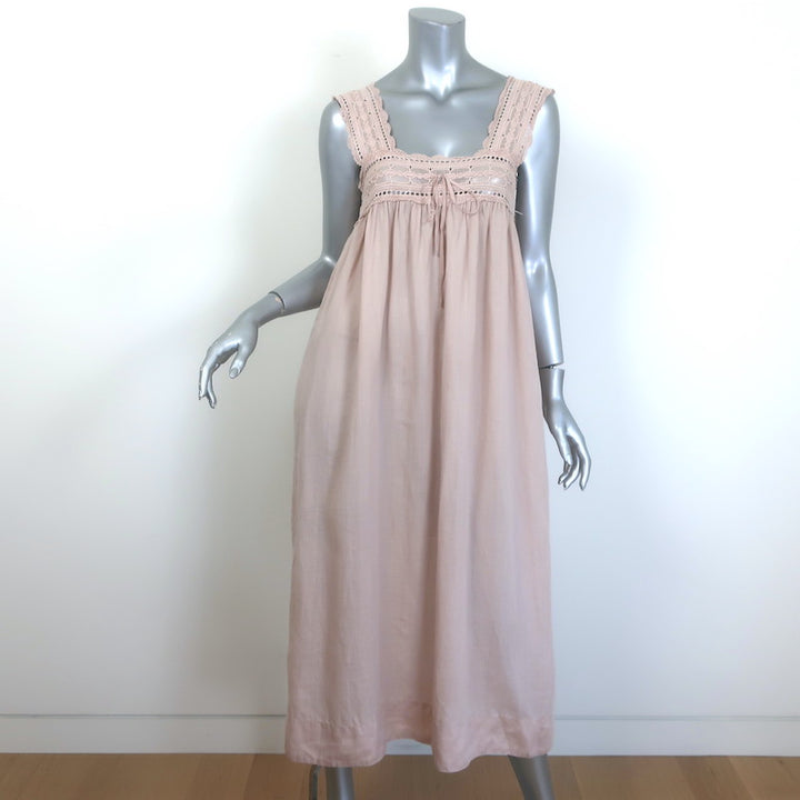 Doen Crochet Lace-Trimmed Maxi Dress Blush
