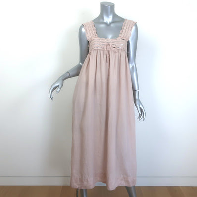 Doen Crochet Lace-Trimmed Maxi Dress Blush