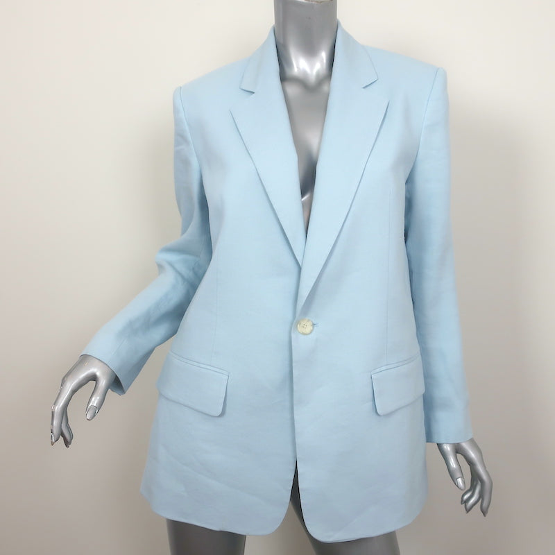 A.L.C. Arden Jacket Baby Blue Stretch Linen Size 6 One-Button Blazer Celebrity Owned A.L.C. Arden Jacket Baby Blue Stretch Linen Size 6 One-Button Blazer Celebrity Owned