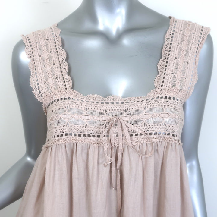 Doen Crochet Lace-Trimmed Maxi Dress Blush Ramie Size Extra Small
