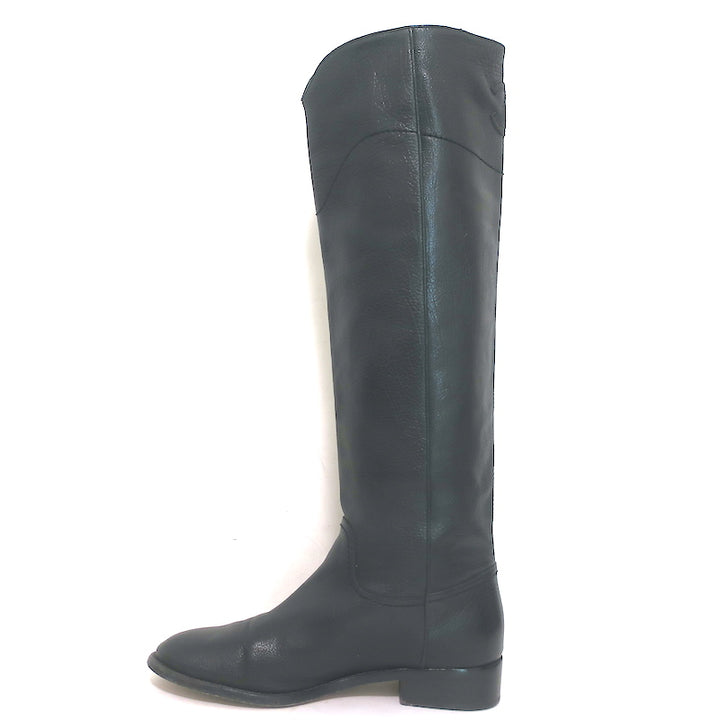 Chanel 14A CC Riding Boots Black Grained Leather Size 39