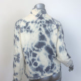 The Elder Statesman Tie Dye Cashmere Mock Neck Sweater Cream/Blue Size Medium