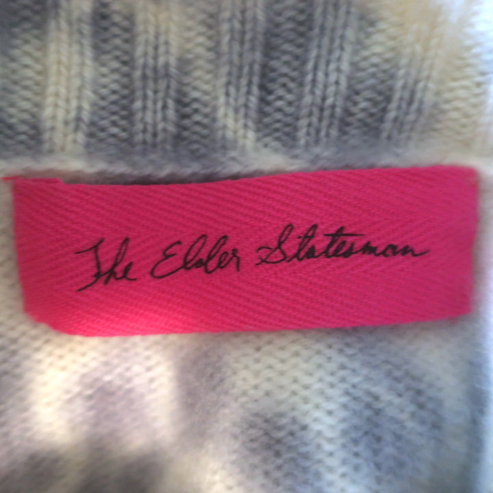 The Elder Statesman Tie Dye Cashmere Mock Neck Sweater Cream/Blue Size Medium