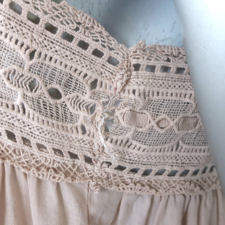 Doen Crochet Lace-Trimmed Maxi Dress Blush Ramie Size Extra Small