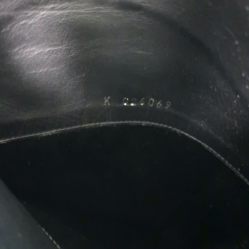 Chanel 14A CC Riding Boots Black Grained Leather Size 39