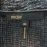 Maje Runny Metallic Draped Blouson-Sleeve Mini Dress Silver Size 40