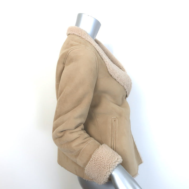 IRO Larys Shearling Jacket Beige Size 36