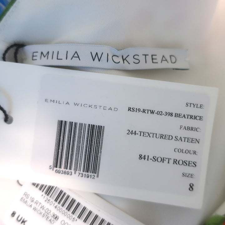 Emilia Wickstead Beatrice Bow Maxi Dress White Floral Print Sateen Size 8 NEW