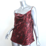 L'Agence Kay Cowl Neck Tank Top Garnet Snakeskin Print Silk Satin Size Large
