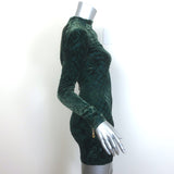 Balmain x H&M Velvet Burnout Long Sleeve Mini Dress Emerald Size 2 US 00