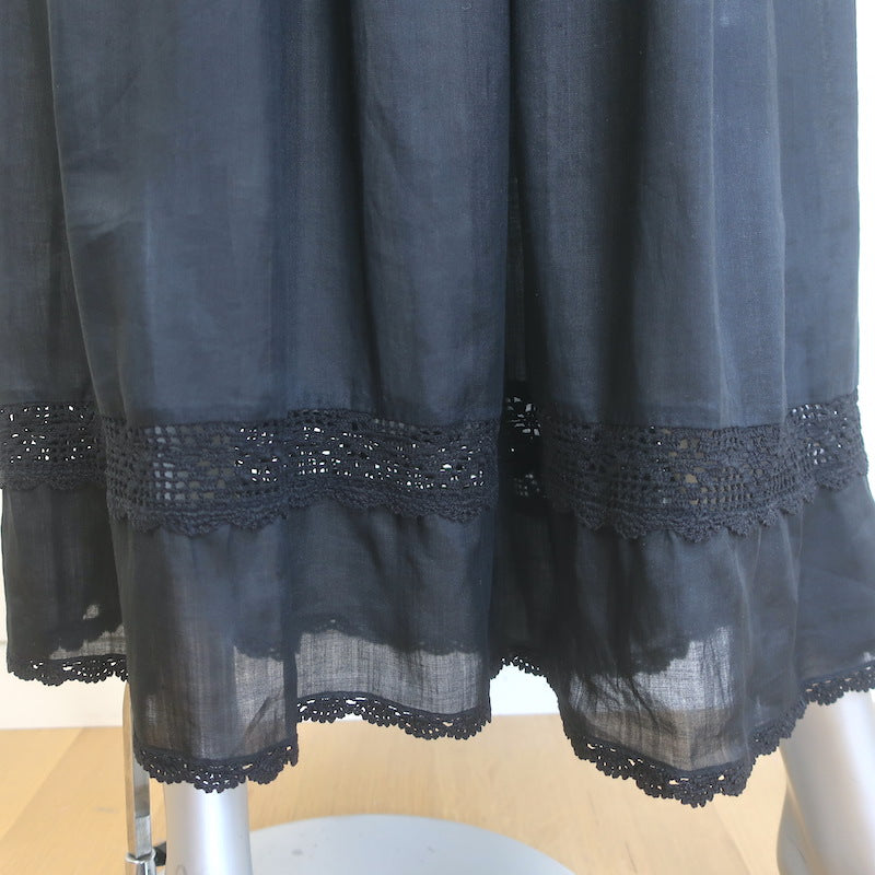 Doen Lucienne Crocheted Maxi Dress Black Ramie Size Small