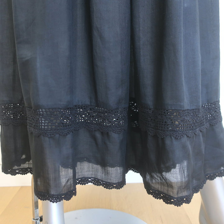 Doen Lucienne Crocheted Maxi Dress Black Ramie Size Small