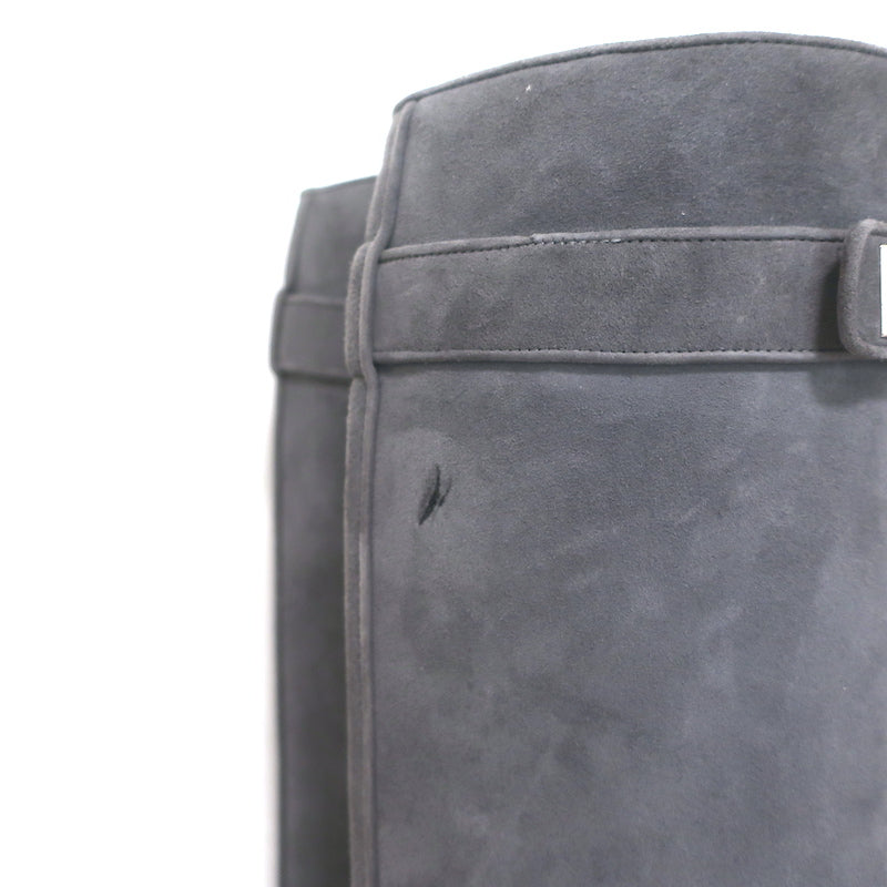 Givenchy Shark Lock Knee High Pant Boots Gray Suede Size 40.5