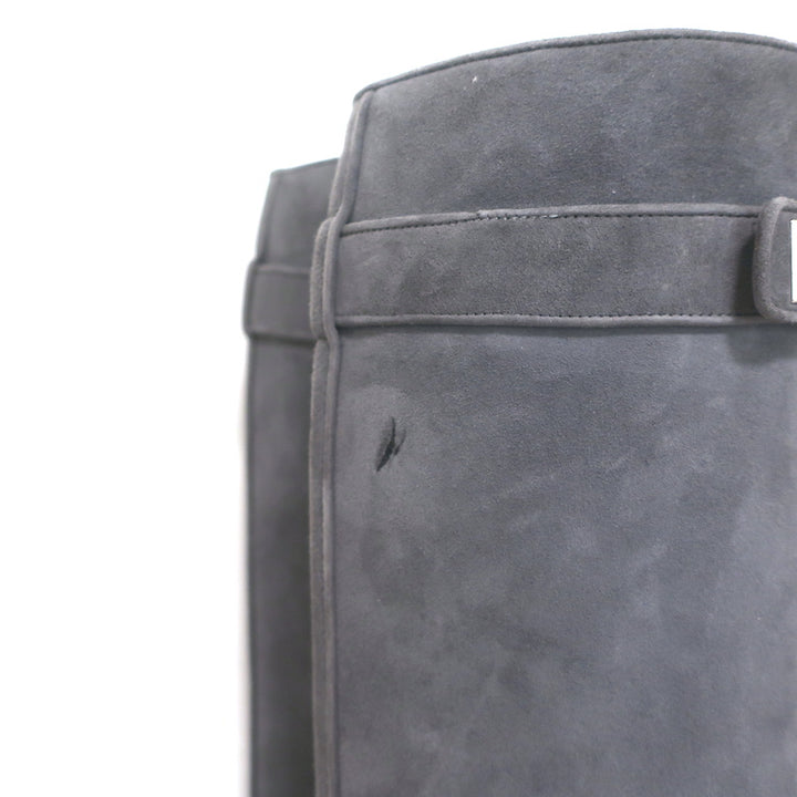 Givenchy Shark Lock Knee High Pant Boots Gray Suede Size 40.5