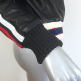 Gucci Hollywood Embroidered Leather Bomber Jacket Black Size 42