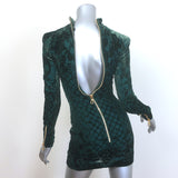 Balmain x H&M Velvet Burnout Long Sleeve Mini Dress Emerald Size 2 US 00