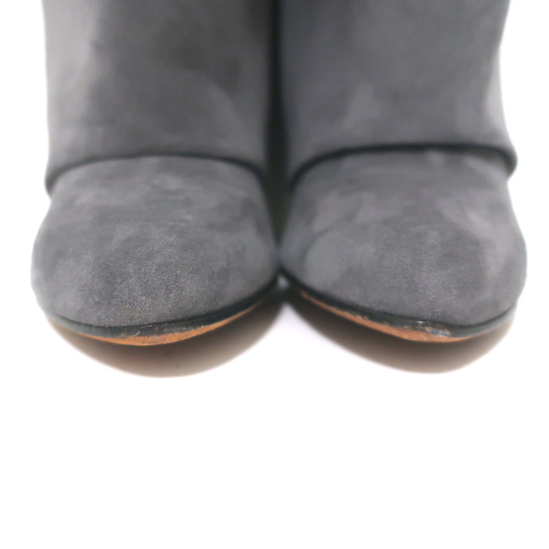 Givenchy Shark Lock Knee High Pant Boots Gray Suede Size 40.5