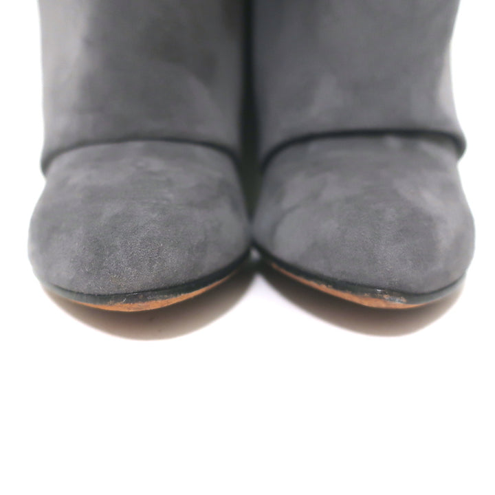 Givenchy Shark Lock Knee High Pant Boots Gray Suede Size 40.5