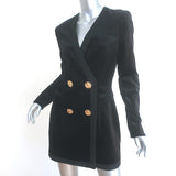 Saloni Bree Double Breasted Blazer Mini Dress Black Velvet Size US 6 NEW