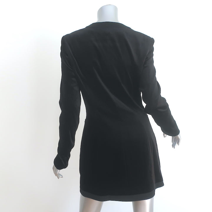 Saloni Bree Double Breasted Blazer Mini Dress Black Velvet Size US 6 NEW