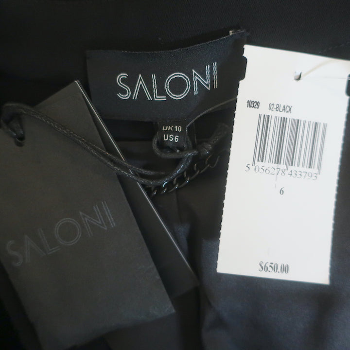 Saloni Bree Double Breasted Blazer Mini Dress Black Velvet Size US 6 NEW