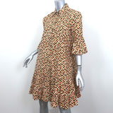 La DoubleJ Choux Mini Shirt Dress Puzzle Rosa Print Ruffled Cotton Size Medium