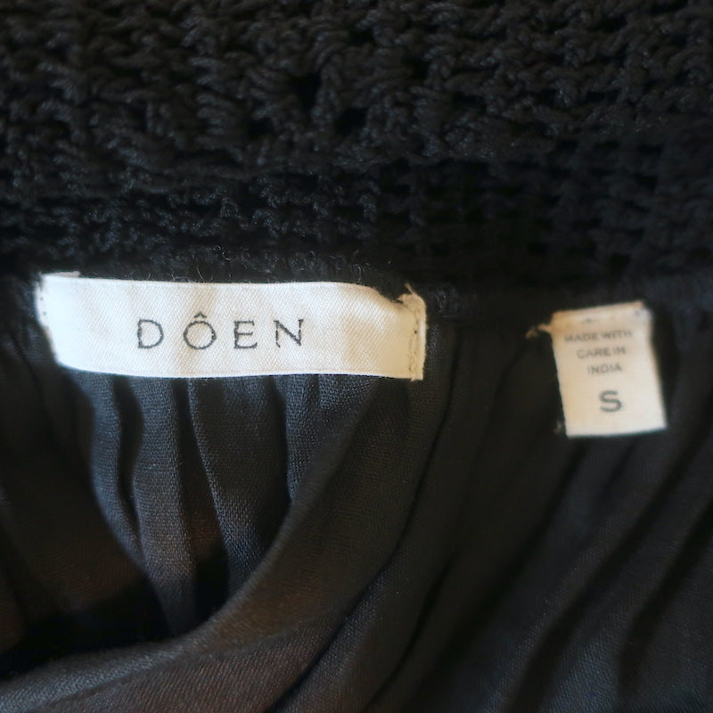 Doen Lucienne Crocheted Maxi Dress Black Ramie Size Small