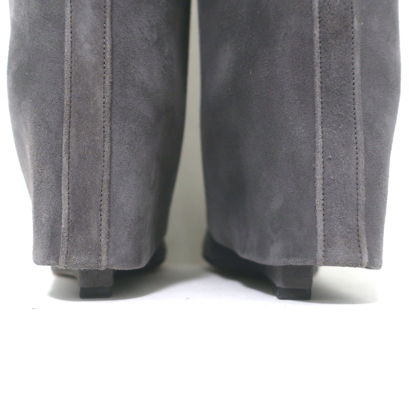 Givenchy Shark Lock Knee High Pant Boots Gray Suede Size 40.5