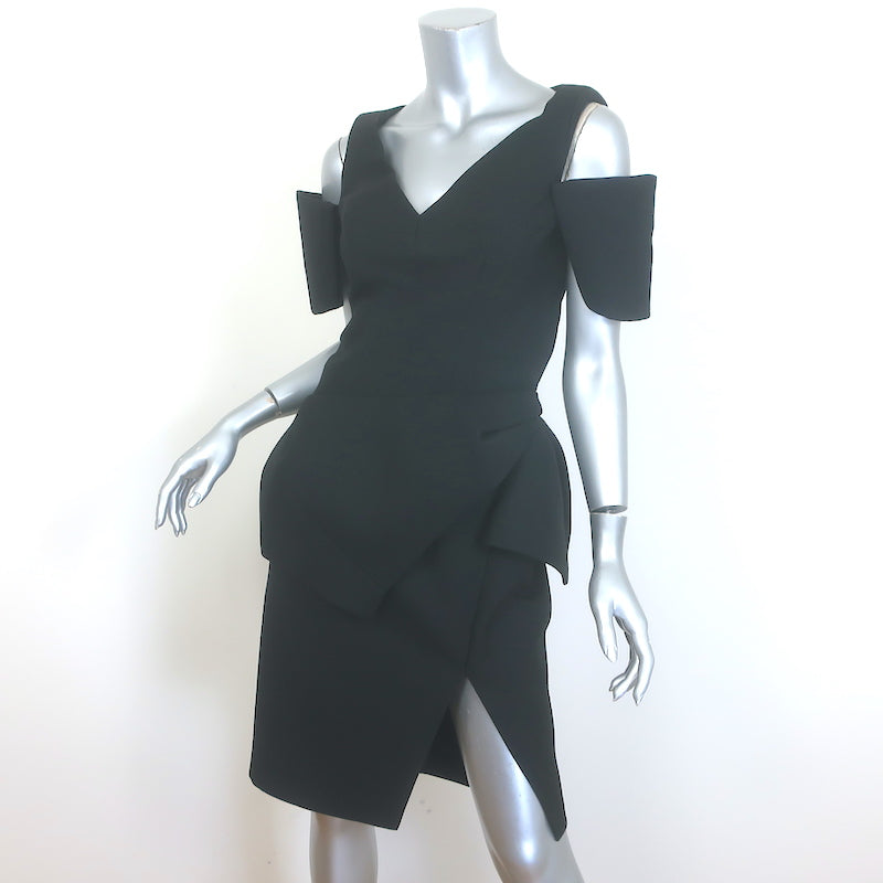 Balenciaga by Nicolas Ghesquiere Runway Peplum Dress Black Wool Size 40