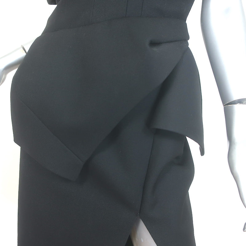 Balenciaga by Nicolas Ghesquiere Runway Peplum Dress Black Wool Size 40