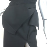Balenciaga by Nicolas Ghesquiere Runway Peplum Dress Black Wool Size 40