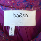 Ba&sh Moccha Top Fuchsia Floral Print Chiffon Size 3 Short Sleeve Blouse