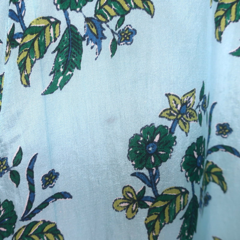 Hannah Artwear Oceanus Braided Belt Maxi Dress Blue Floral Print Silk Size 0