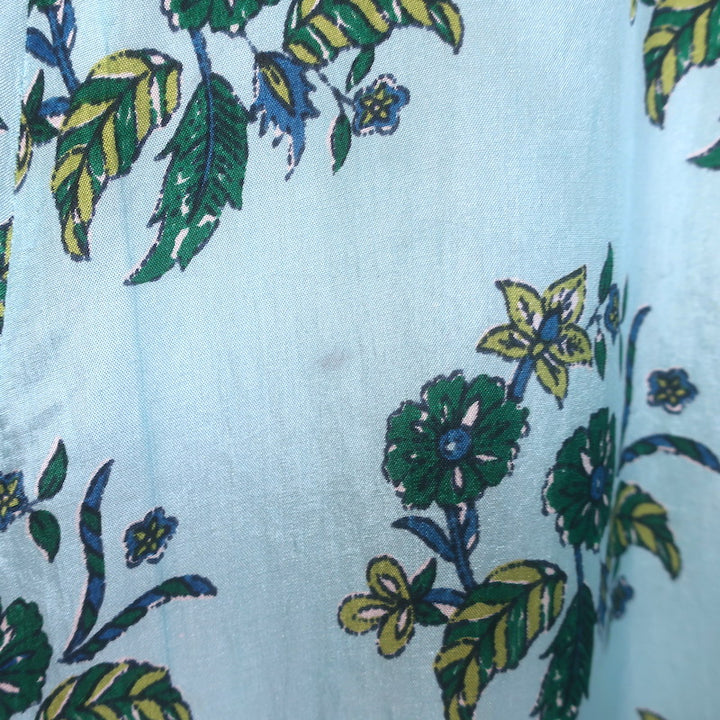 Hannah Artwear Oceanus Braided Belt Maxi Dress Blue Floral Print Silk Size 0